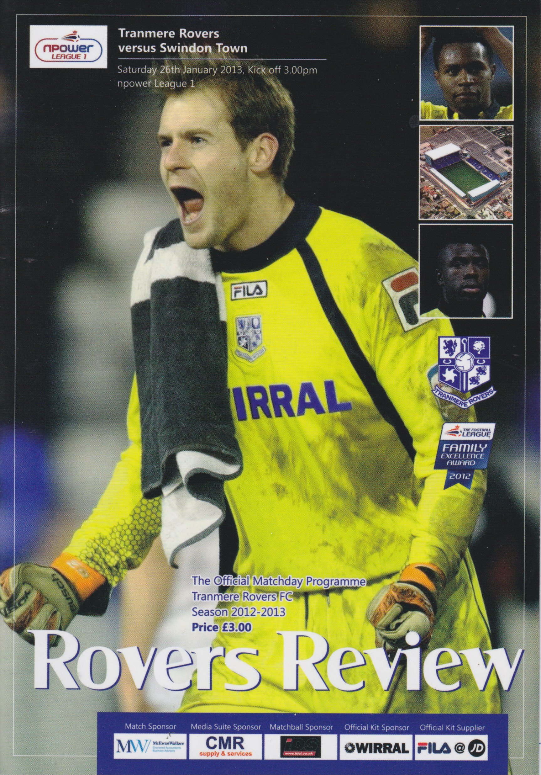 Tranmere Rovers v Swindon Town match programme